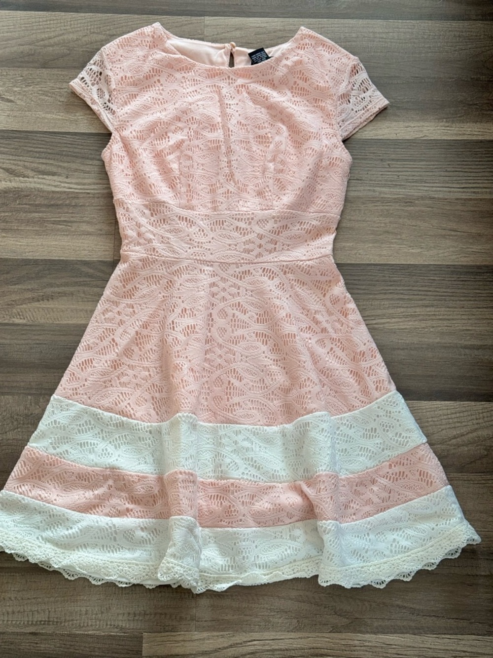 Teeze Me Pink and White Lace Fit-and-Flare Mini Dress